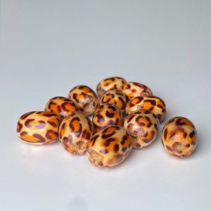 Wood beads Cheetah Leopard Animal Print